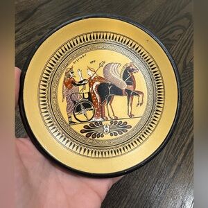 Vintage Greek Collectible Terracotta Plate Athenian Warriors Departure